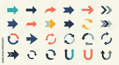 A collection of various colorful arrow icons