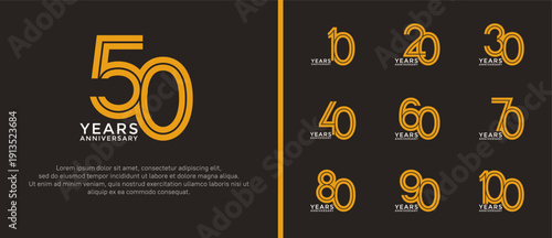 anniversary vector logo set, orange and white color can be use for celebration