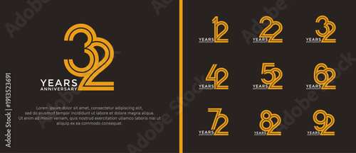 anniversary vector logo set, orange and white color can be use for celebration