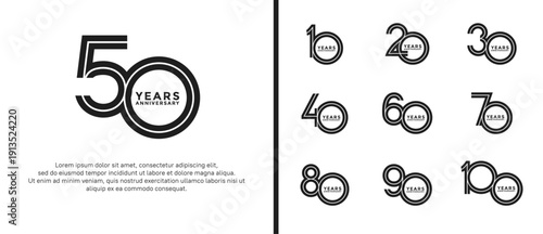 anniversary vector logo set, black color can be use for celebration