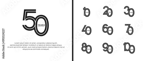 anniversary vector logo set, black color can be use for celebration