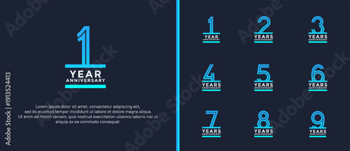 anniversary vector logo set, blue and silver color can be use for celebration