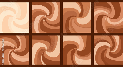 A repeating pattern of swirling chocolate and cream colored squares ideal for backgrounds on transparent background silhouette high quality
