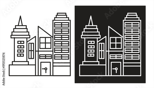 Government building icon. Skyscraper symbol, building architecture logo design. Editable outline, can be used for web, mobile, UI EPS10, vector illustration.