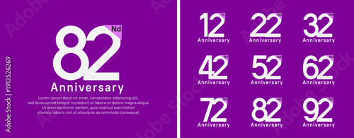 set of anniversary logo style. vector design white color for celebration