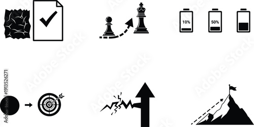 collection of business success and growth icons  symbols of strategy and achievement