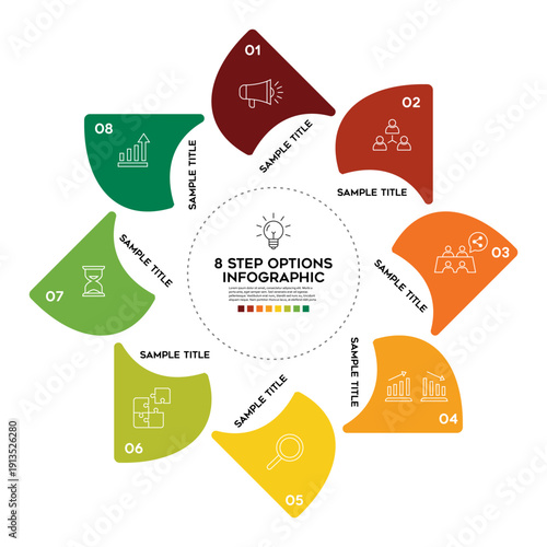 Vector circle chart infographic template with 8 options for presentations bisnis, web, banner, anual. Vector illustration editable eps