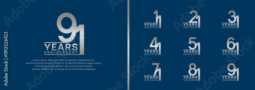 set of anniversary logo style. vector design silver color for celebration