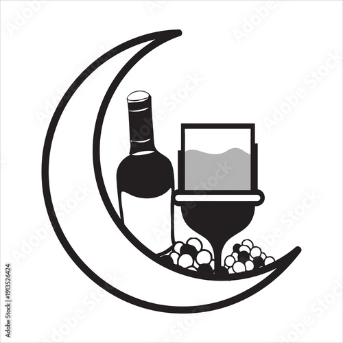 Elegant wine and grape illustration for hospitality promotions