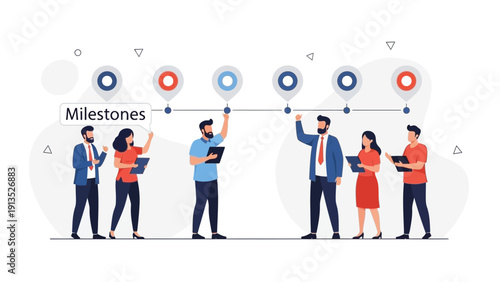 Business Team Working Together on Project Milestones Timeline