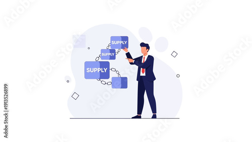 Businessman Managing Supply Chain Blocks