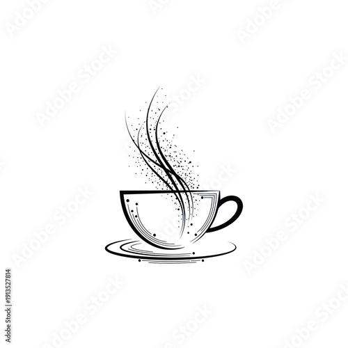 Abstract Coffee Cup with Steam and Particles