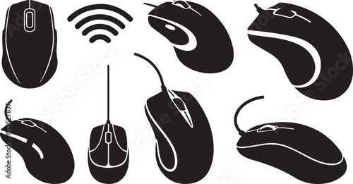 Computer mouse icons in various styles and designs collection