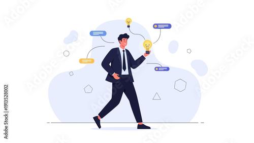 Businessman Holding Lightbulb, Idea Generation, Innovation, Strategy Planning, Business Concept