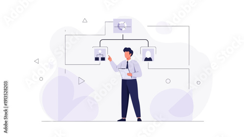 Business Man Explaining Organizational Chart and Team Structure