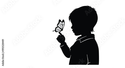 Childhood's gentle touch a butterfly's delicate whisk of wings in a poignant silhouette
