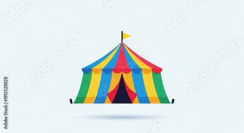 Colorful Circus Tent Isolated on White Background