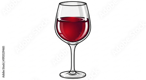 A wine glass filled with red wine on a white background isolated vector illustration for drinks and beverages concept
