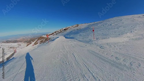 4K immersive POV skiing down 