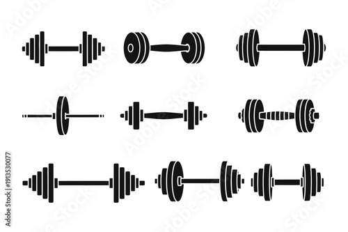 dumbbell icon silhouette vector illustration isolated