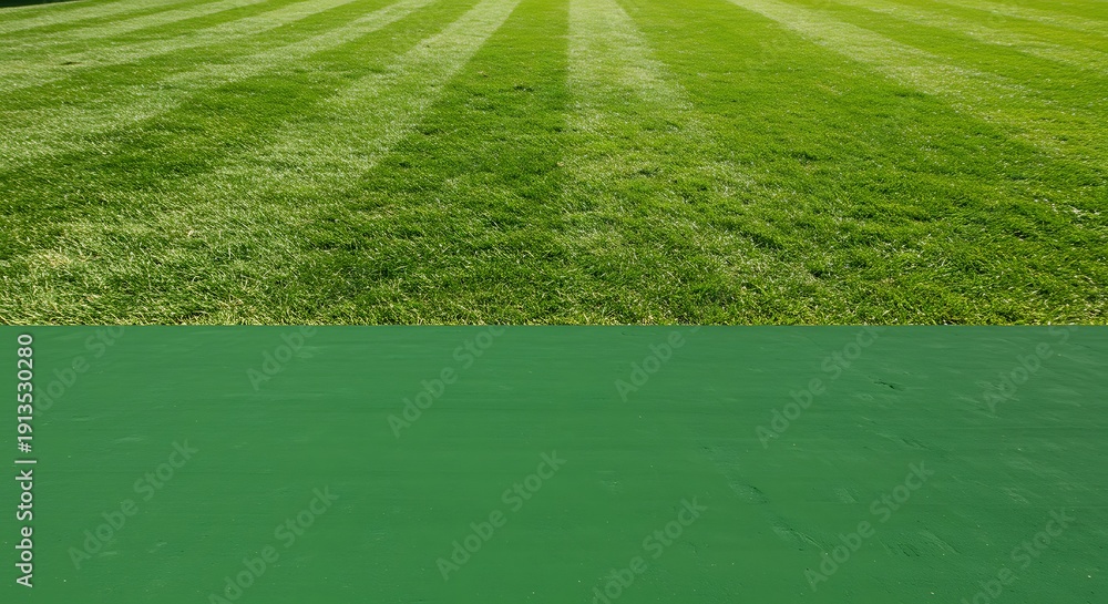 Obraz premium Perfectly Manicured Green Lawn with Striking Parallel Stripes and Lush Texture.