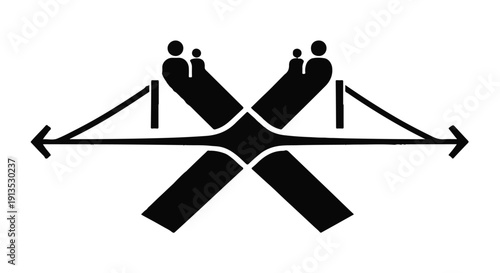 Abstract depiction of two pathways crossing, symbolizing connection and journey.