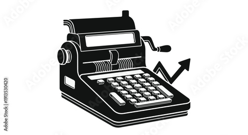 old fashioned typewriter with calculator