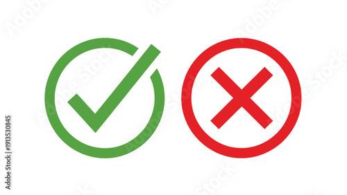 Two Circular Icons Show Correct and Incorrect Indicators in Green and Red.