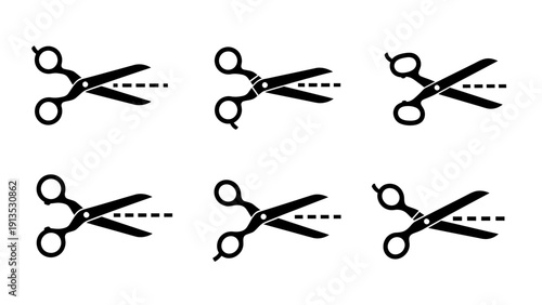 Six Scissors Icons Illustration for Graphic Design Elements.