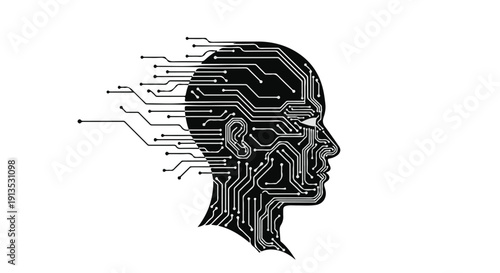 Conceptual illustration of digital mind and advanced artificial intelligence technology