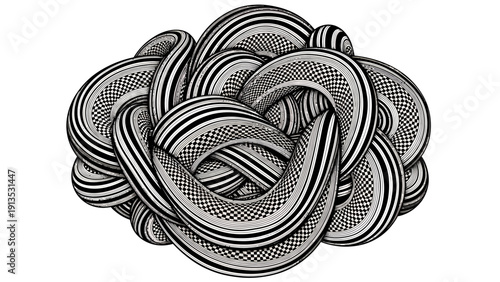 Intricate black and white rope knot illustration for graphic design.