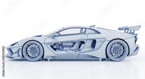 Intricate Silver Sports Car Model Detailed Sculpture.