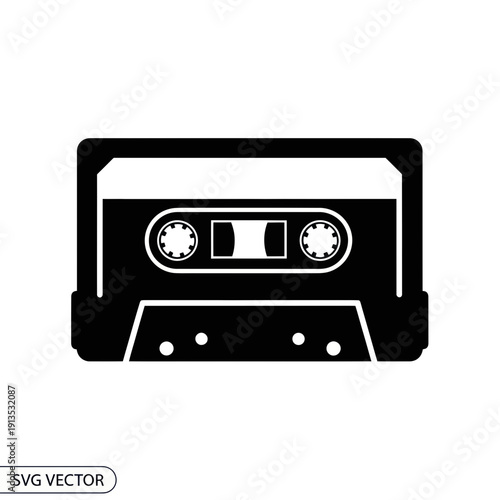 Retro Audio Cassette Tape Icon, Vintage Music Symbol, Old Technology