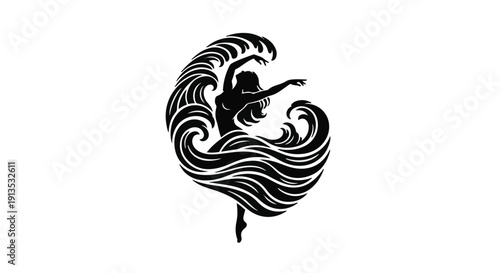 Dynamic Ocean Wave Dancer Symbolizing Fluid Motion and Artistic Grace