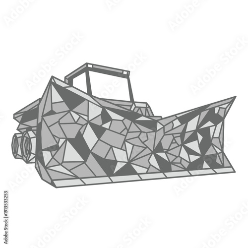 Geometric Snowplow Truck Icon, Abstract Mosaic Design, Winter Vehicle