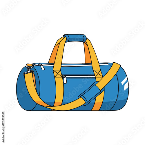 Blue Sports Duffel Bag with Yellow Straps