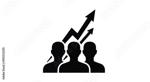 Dynamic Team Collaboration and Business Growth Icon Showing Upward Progress