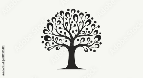 Stylized Tree of Life Illustration with Abstract Leaves and Branches