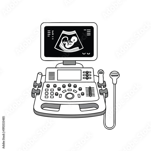 Medical Ultrasound Machine Illustration