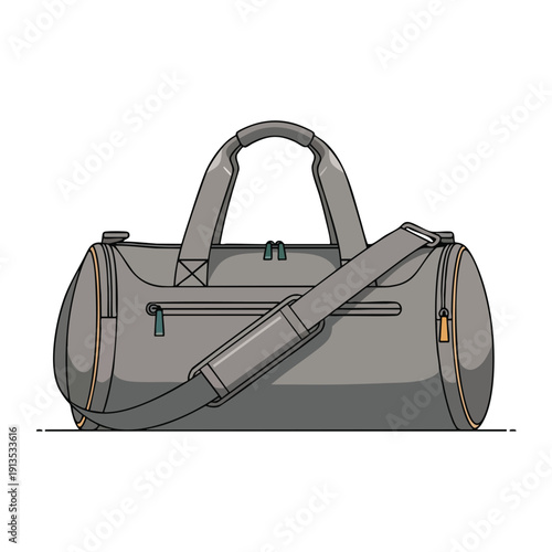 Gray Duffel Bag with Shoulder Strap
