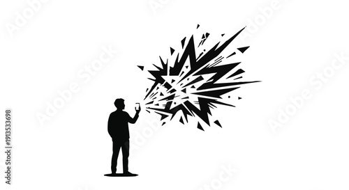 Silhouette of a person releasing a burst of creative energy and ideas