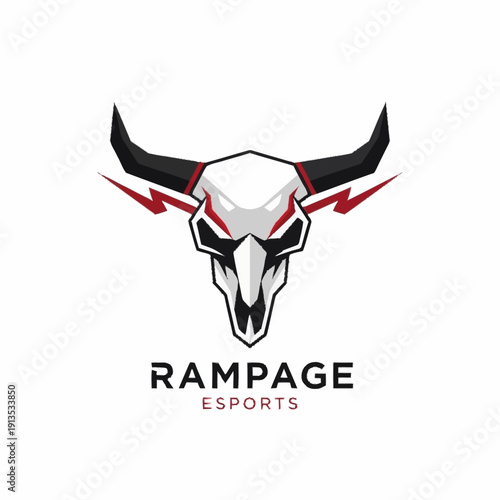 Stylized Bull Skull Logo Design Element.