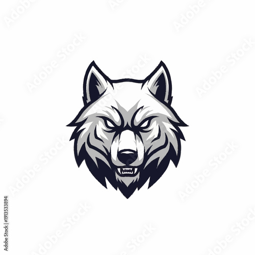 Wolf Head Illustration with Sharp Teeth.