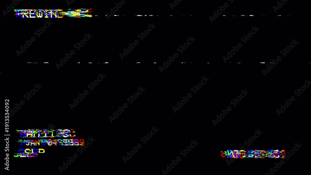 Vhs Background Loop Analog VHS Rewind Screen Overlay Loop 4K Glitch Static Noise Distortion ...