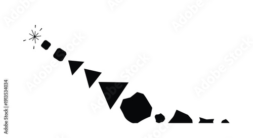 Geometric shapes transform into a sparkling star, symbolizing growth and innovation.