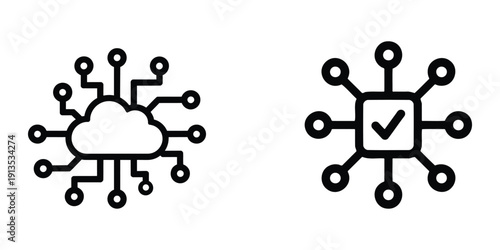 Cloud computing and network icons on white background