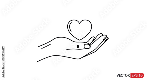 Hand Holding a Heart Icon - Love, Care, and Support Symbol