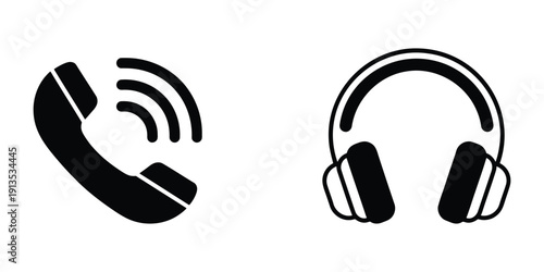 Phone handset ringing and headphones for communication and audio