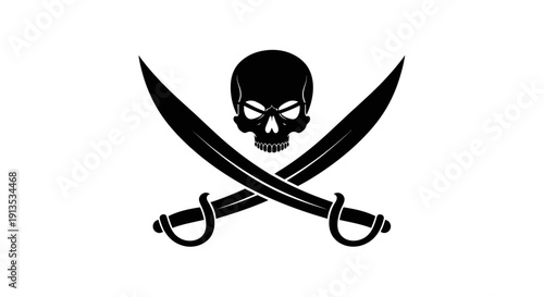 Pirate Flag with Skull and Crossed Swords - Danger Symbol