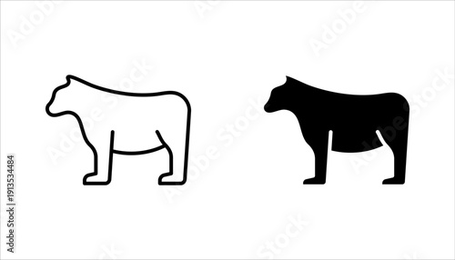 Bear icon set, polar bear symbol vector illustration on white background